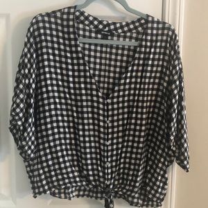 Plaid flowing blouse